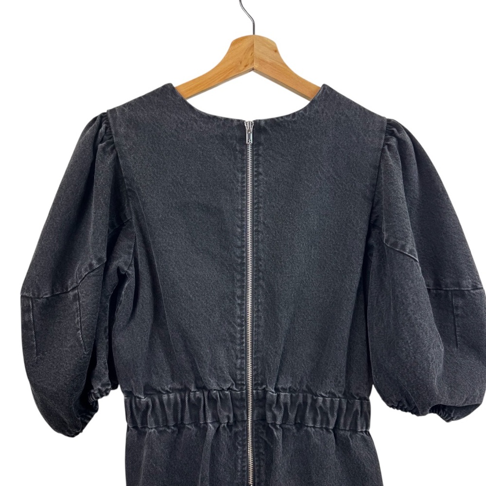 RHODE Women's Pia Black Denim Puff Sleeve Mini Dress Sz. 4 - Picture 10 of 16